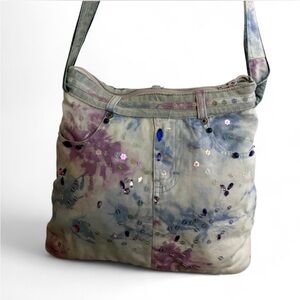 With Jean Purple and Blue Tie-Dye Shoulder Bag